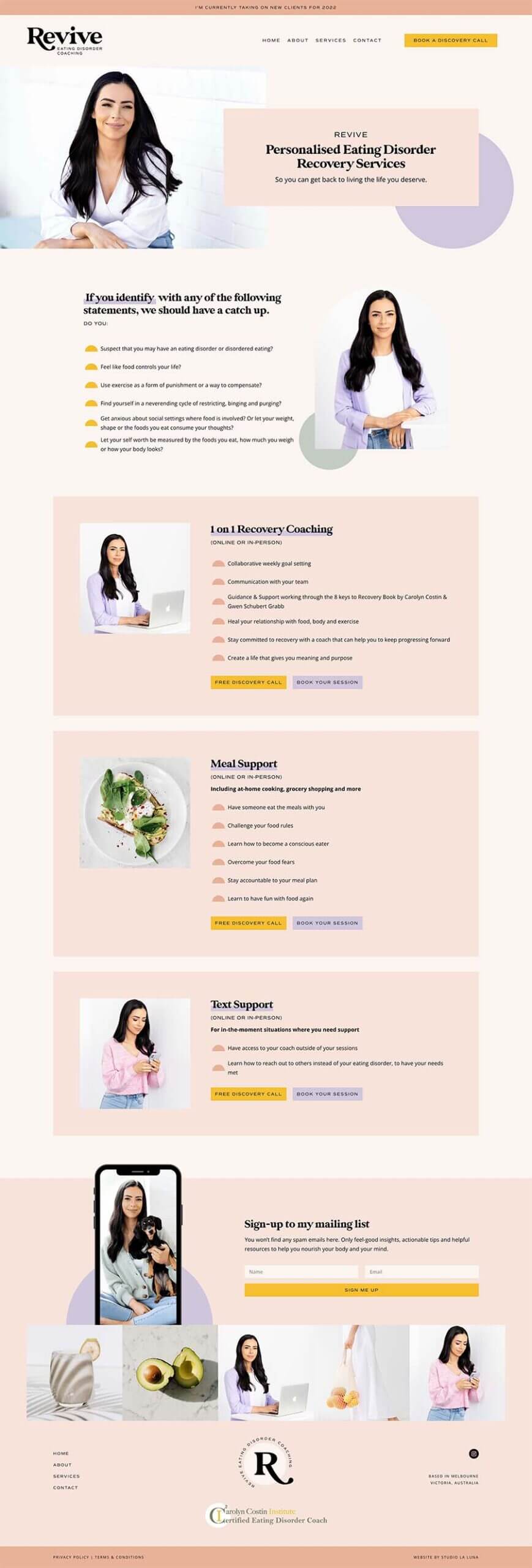 revive eating disorder coaching services page