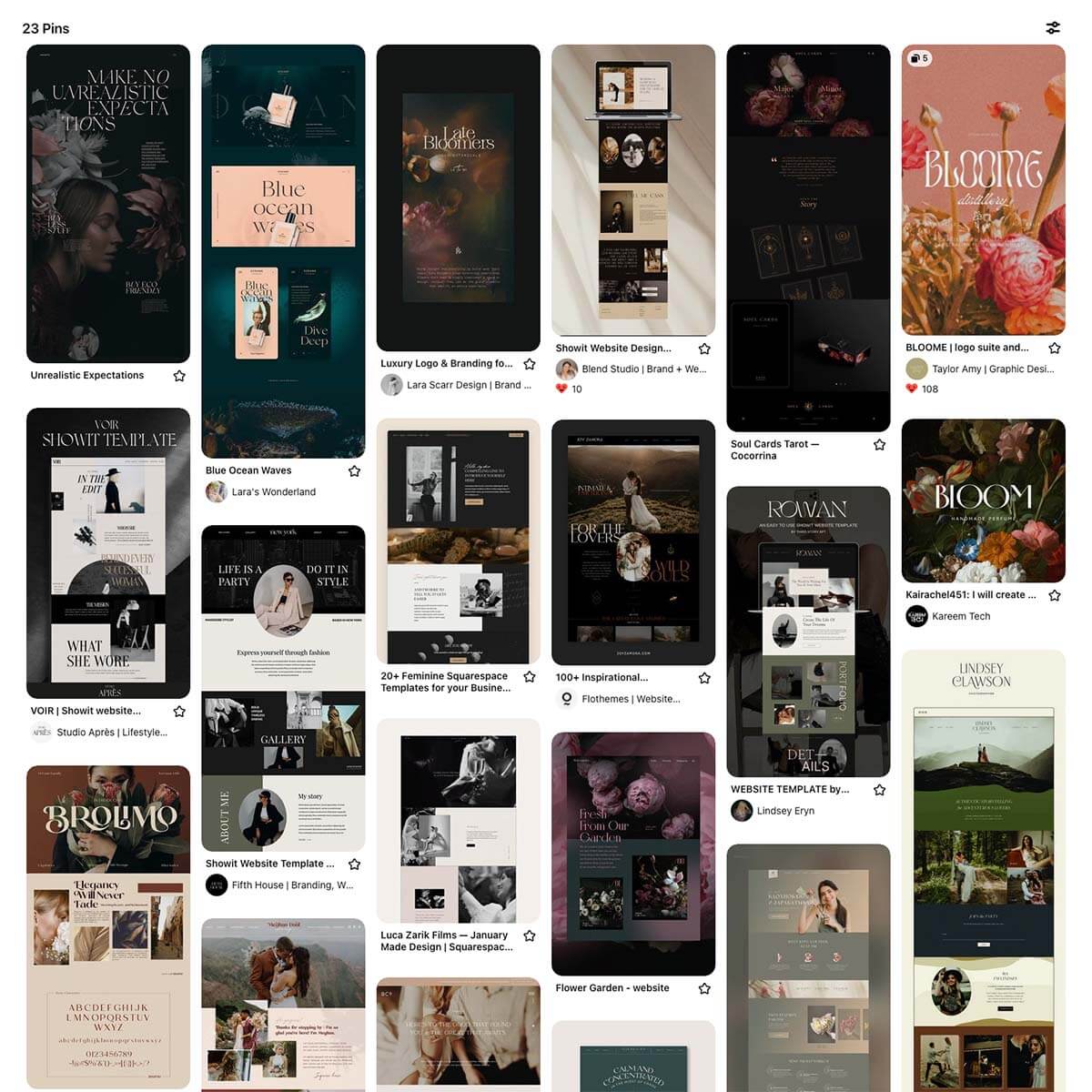 dark mood and dramatic pinterest mood board by studio la luna