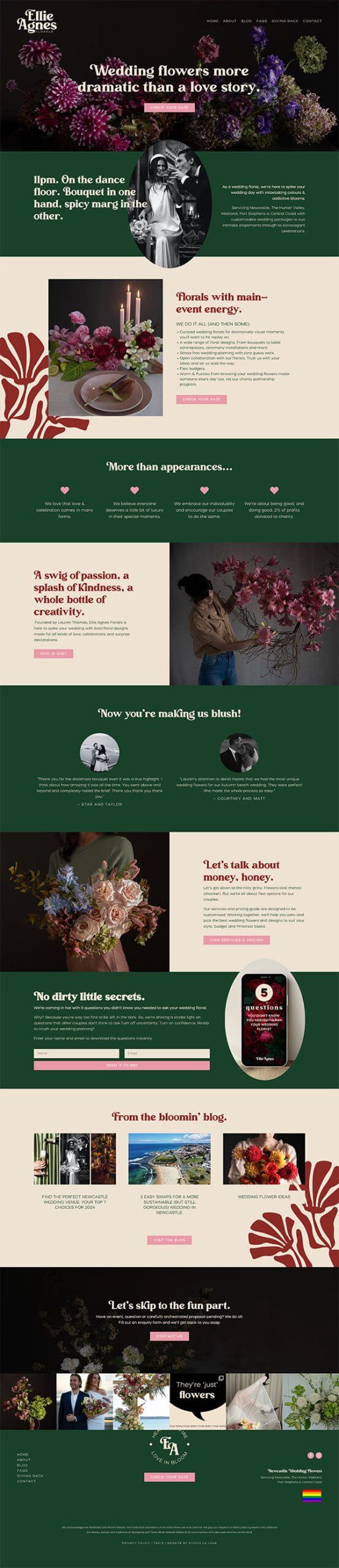 ellie agnes florist website by studio la luna