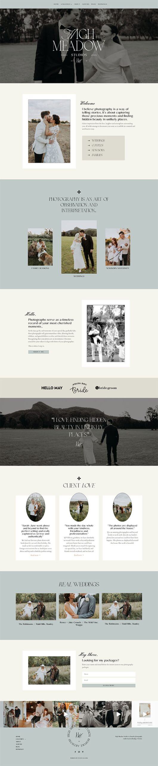 highmeadow studio website by studio la luna