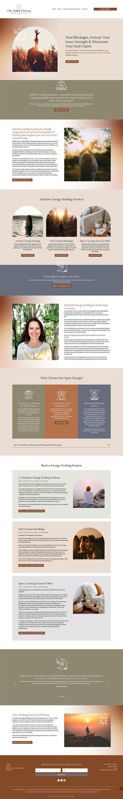 one spirit energy website by studio la luna