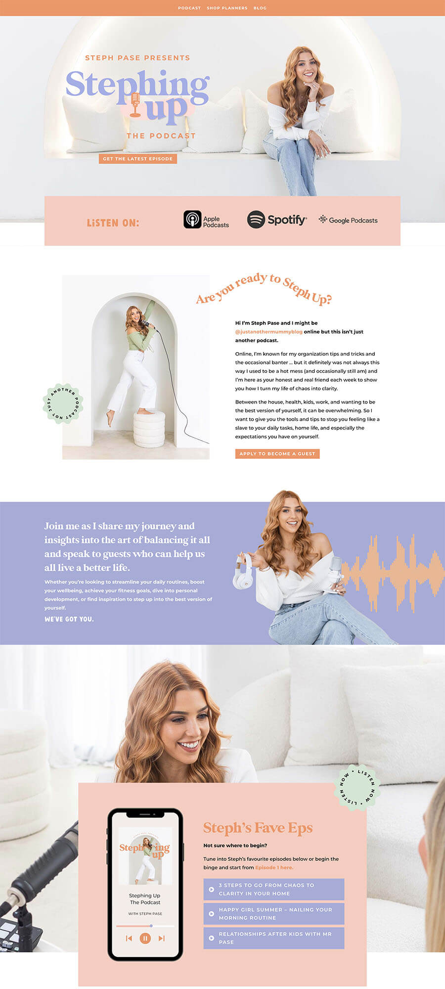 stephing up podcast with steph pase website by studio la luna client showcase stephing up podcast with steph pase website by studio la luna client showcase