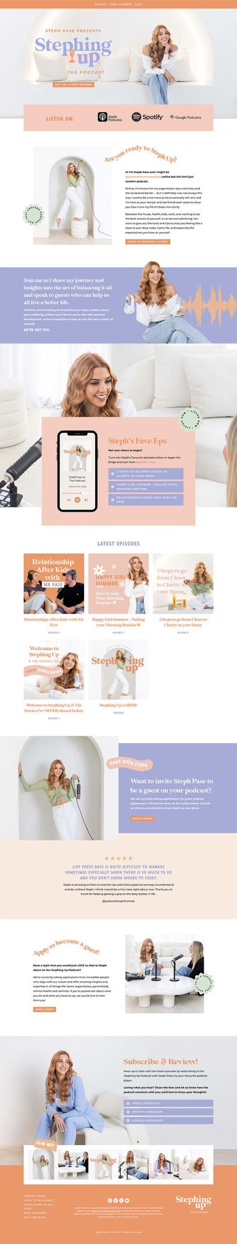 stephing up podcast with steph pase website by studio la luna
