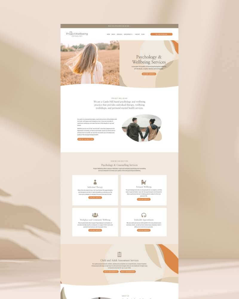 project wellbeing website by studio la luna